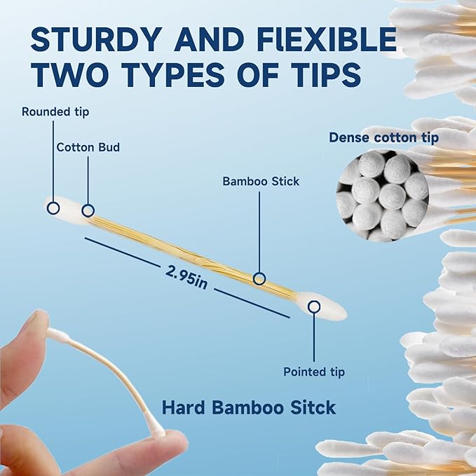 500 Count Cotton Swabs, Bamboo Cotton Swab - Image 3