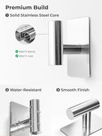 Towel Hooks for Bathrooms – 2 Pack, Brushed Silver Finish, T-Shaped Stainless - Image 4