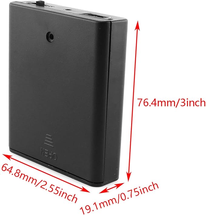 DGZZI 4xAA Battery Box 4 Slots AA Black Battery Storage Cases - Image 3