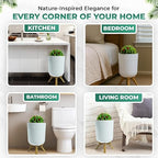 Small Bathroom Trash Can with Plant Style Lid, 1.8 Gallon, Small Bathroom - Image 5