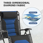 Zero Gravity Chair Set of 2 Oversized Folding Recliner, Padded Anti Gravity Lounge Chair with Adjustable Pillow & Cup Holder for Outdoor Camping, Patio, Poolside, Lawn (Black & Blue) - Image 6