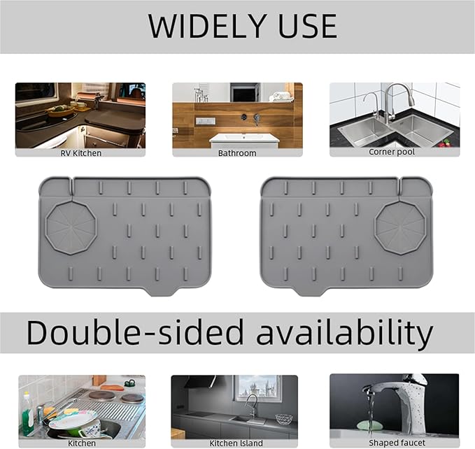 2-Pack Bytelive Silicone Sink Mat, Mini Sink Splash Guard and Soap Sponge Holder - Image 7