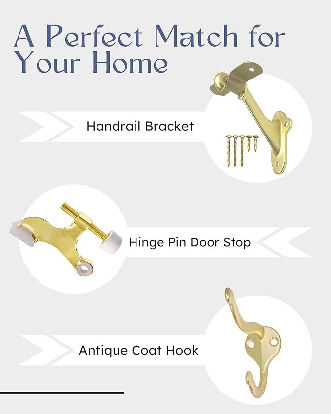 5 Pack Hinge Pin Door Stopper Satin Brass Matte Gold Adjustable Heavy Duty Door - Image 8