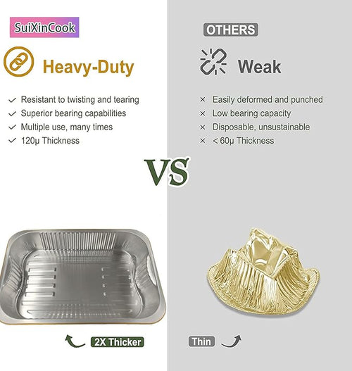 13 "x9 Aluminum foil Lasagna Pans, grill tray, sturdy disposable aluminum pan - Image 2