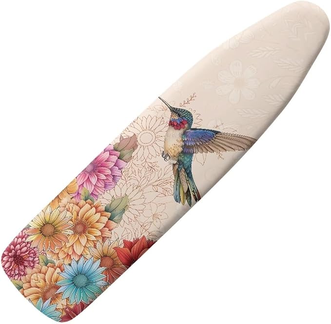 Sprowallow Hummingbird Retro Flower 15x54 inch Ironing Board Cover and Pad by Sprowallow