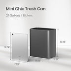 Cesun Small Bathroom Trash Can, 2.1 Gallons, Stainless Steel, Home Office - Image 3