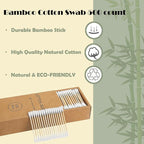 Natural Bamboo Cotton Swabs For Home & Beauty Care, Dual Round Tips, - Image 2