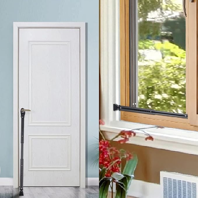 2 Pack 2-in-1 Door Security Bar & Sliding Patio Door Stopper Security Jammer - Image 3