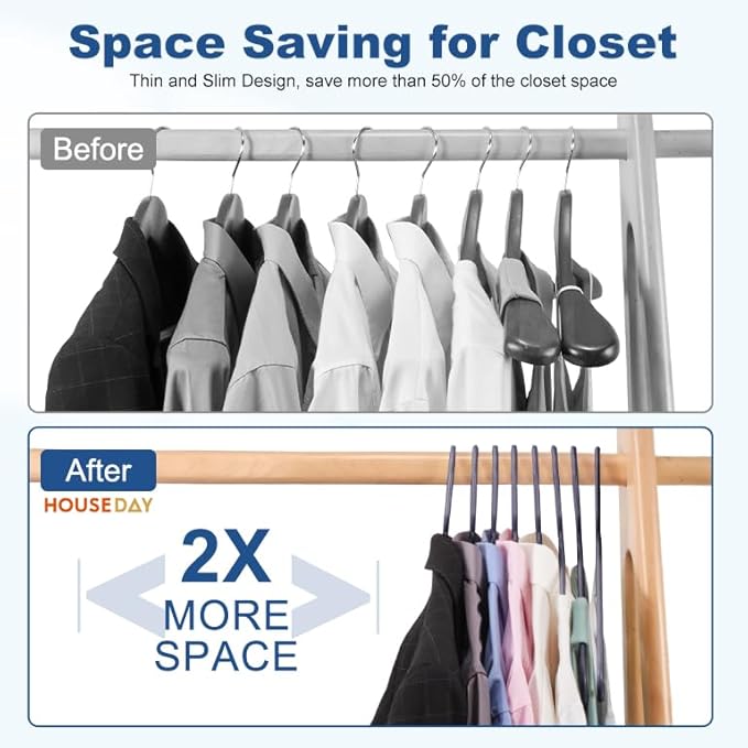 HOUSE DAY Plastic Hangers 20 Pack, Space Saving Clothes Hangers - Image 6