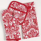DII Cotton Dish Towel Set Damask Print, Tango Red - Image 10