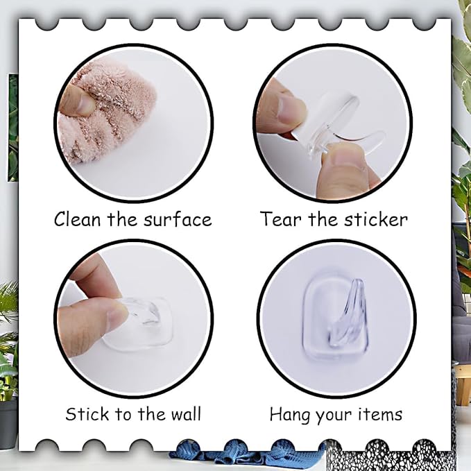 100 Pieces Clear Adhesive Wall Hooks - Image 3