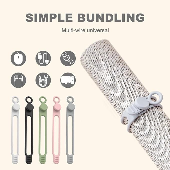 30pcs Data Cable Organizer, 2025 New Silicone Cable Ties Cable Management - Image 5