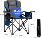 FAIR WIND 2 Pack Heavy Duty Camping Chair, Oversized Padded Folding Chair for Big and Tall (450lbs), Extra Wide Seat with Integrated Cooler & Storage Pocket, Adjustable Lumbar Support for Outdoor - Image 3