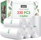5 Gallon 330 Counts Strong Trash Bags Garbage Bags by Teivio, Bathroom Trash by Teivio