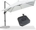 PURPLE LEAF 10 Feet Patio Umbrella with Base Outdoor Cantilever Square Umbrella Aluminum Offset Umbrella with 360-degree Rotation for Garden Deck Pool Patio White by PURPLELEAF