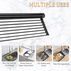 LEMIKKLE 20.5" x 13" Roll Up Dish Drying Rack Silicone Wrapped Over The Sink - Image 4