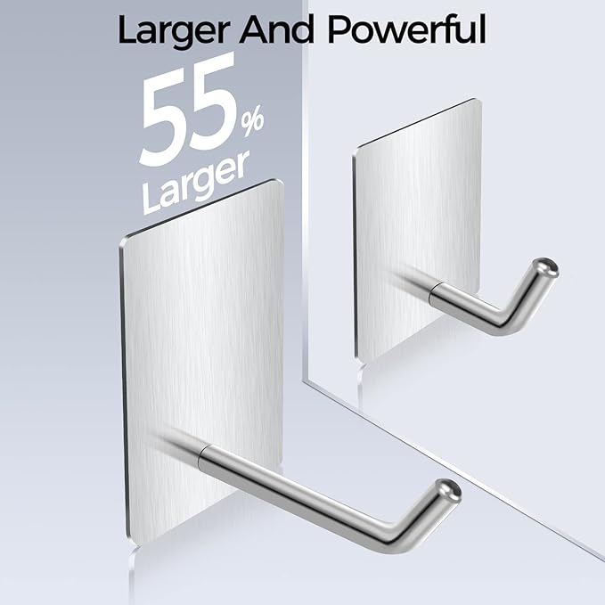 Adhesive Hooks Heavy Duty, Long Stainless Steel Self Adhesive Wall Hook - Image 2