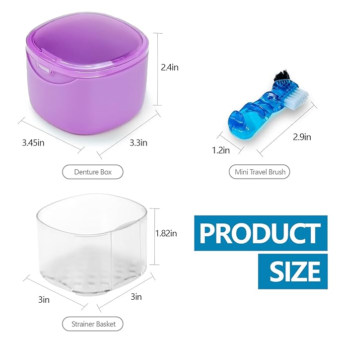 Purple Denture Cup Denture Bath Box Case - Image 2