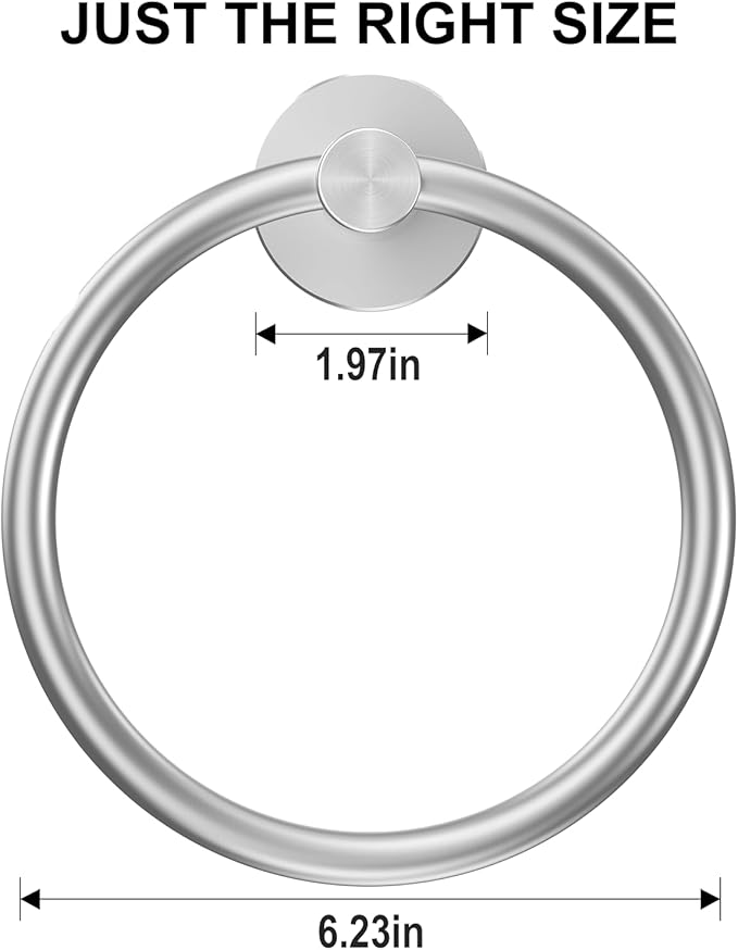 SetSail Towel Holder for Bathroom Wall Silver Towel Ring Stainless Steel Hand - Image 5