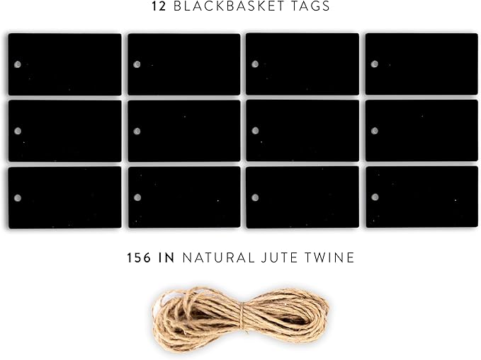 SAVVY & SORTED 12 Black Basket Tags 3.5” x 2”, Acrylic Hanging Tags - Image 4