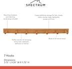 Spectrum Wall Mount 7-Peg Wood Rack Organizer - Image 6