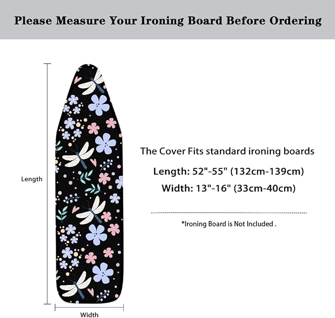 Dragonfly Flowers Ironing Board Cover Thick Soft Ironing Board Protector - Image 6