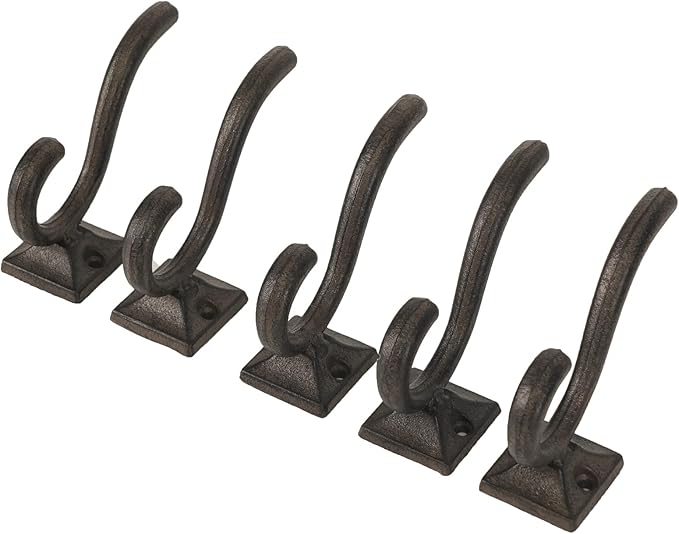 Ambipolar 5-Pack Antique Black Wall Hooks, Vintage Modern Farmhouse Style - Image 5