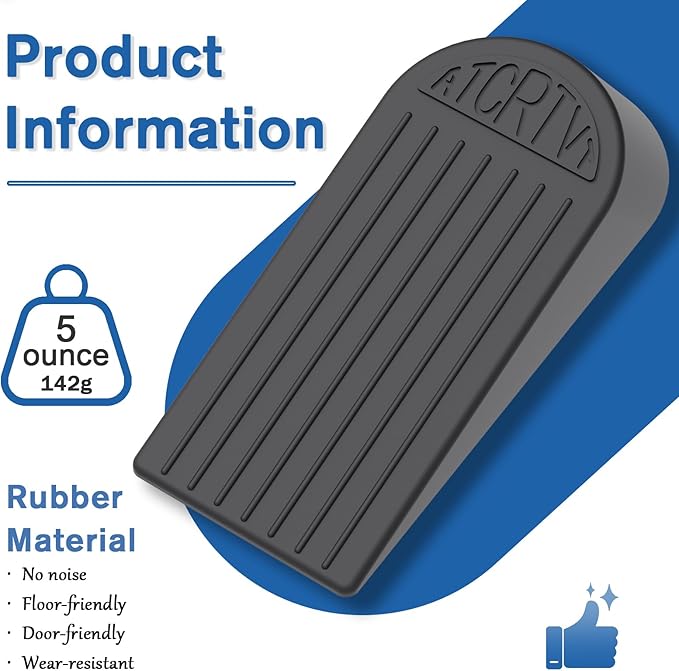 Rubber Small Door Stopper Wedge – 2 Pack Black Door Stoppers Wedge - Image 3
