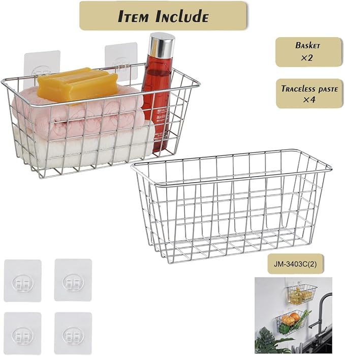2 Pack Hanging Storage Basket, Bathroom Basket, Household Goods, - Image 3