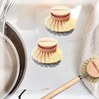 Classic Dish Brush Replacement Head 3 Packs, Natural Bristle Tampico Fiber - Image 7