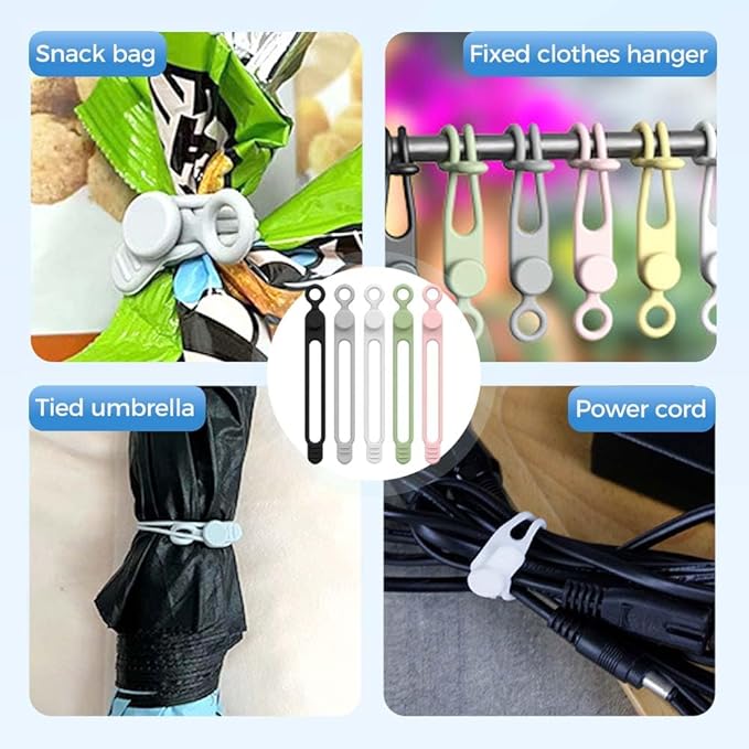 Silicone Cable Organizer Management, Reusable Cable Ties, Cord Holder Charger - Image 4