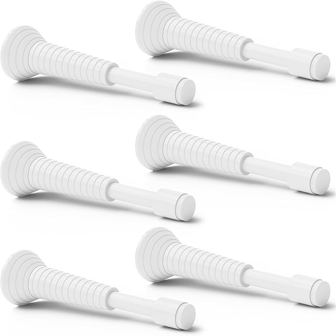 6Pcs White Spring Door Stops, Screw in & Adhesive Door Stopper by Sckeinwg