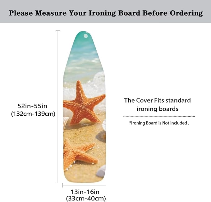 Standard Size 15x54 Inch Ironing Board Cover Starfish Beach Print Iron Cover - Image 5