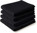 Encasa XO Kitchen Dish Towels Set | Black | Waffle Weave and Flat Hand Tea by EncasaXO