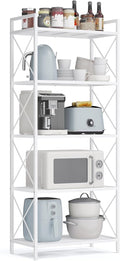SONGMICS 5-Tier Metal Storage Rack, Shelving Unit with X Side Frames, Dense Mesh, 12.6 x 23.6 x 57.3 Inches, for Entryway, Kitchen, Living Room, Bathroom, Industrial Style, Cloud White UBSC165W01 by SONGMICSbySONGMICSHOME