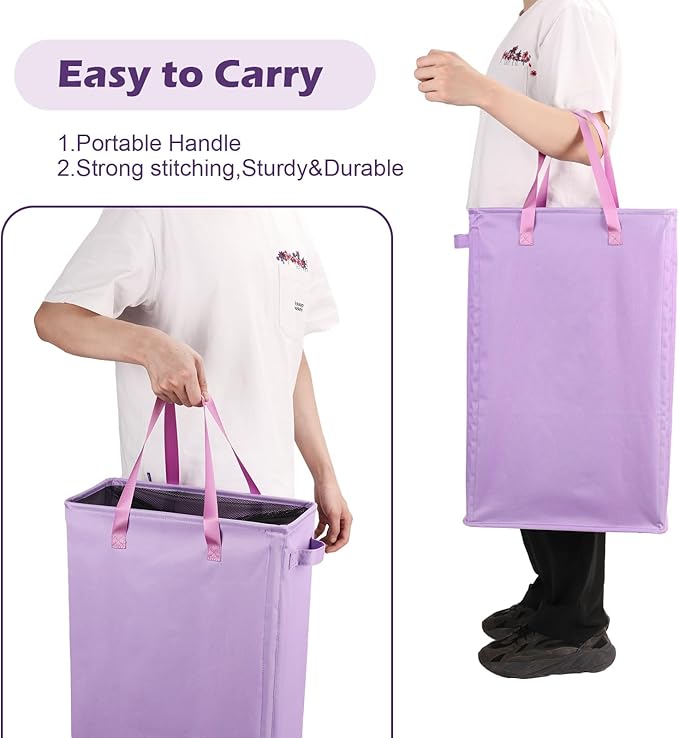Odonata Slim Laundry Hamper Handles Collapsible Laundry Basket Thin Dirty - Image 6