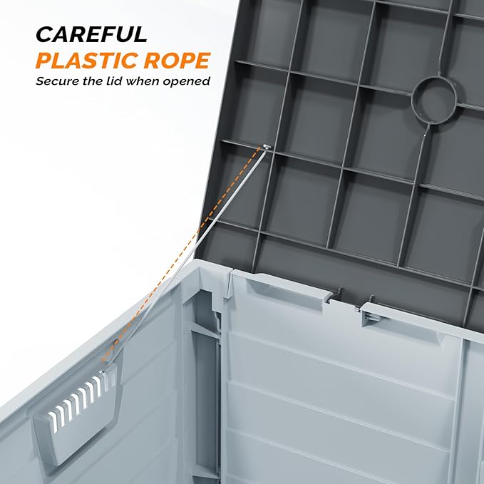 VINGLI 75 Gallon Collapsible Outdoor Storage Box, Simple-to-assemble Plastic Storage Containers with Lid, Patio Deck Box Furniture for Garden, Pool, Balcony, Yard (Black) - Image 7