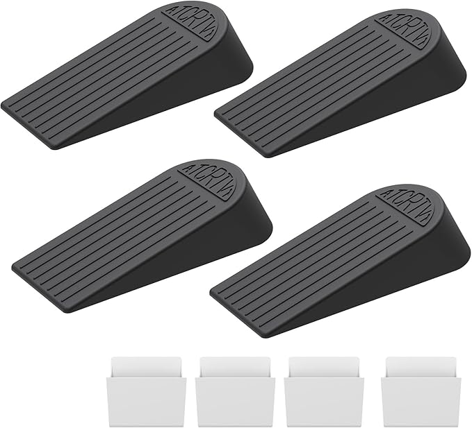 Rubber Small Door Stopper Wedge – 4 Pack Black Door Stoppers Wedge by Unknown
