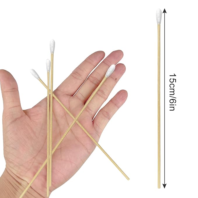 400 Count Round Tip Cotton Swabs, 6-Inch Bamboo Sticks, - Image 6