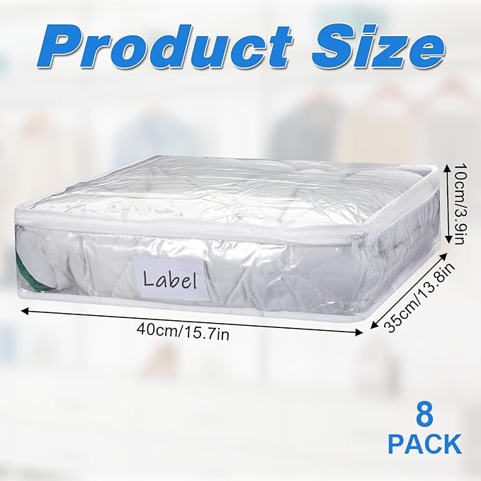 8 Pcs Clear Plastic Storage Bags - Image 2