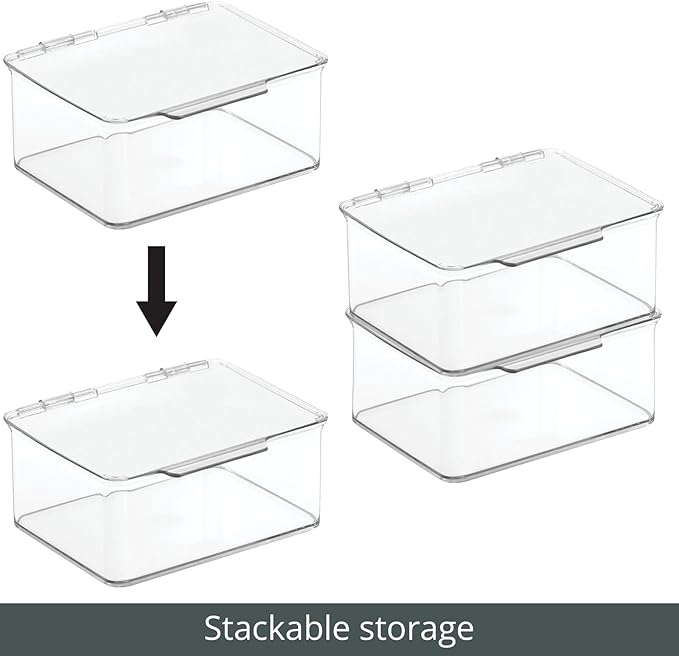 mDesign Small Plastic Home Office Storage Organizer Box Containers w/Hinged Lid - Image 5