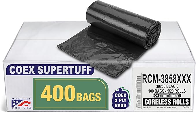 Aluf Plastics - 3 Ply Trash Bags, 55-60 Gallon, 2 Mil by AlufPlastics