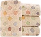 Pidada Hand Towels Set of 4 Colorful Polka Dot Pattern 100% Cotton Soft by Pidada