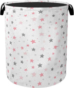 Cute Pink Stars Foldable Canvas Laundry Basket by Gearsly