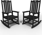 Oversized Rocking Chair Set of 2, Outdoor Rocking Chair for Adults, All Weather Resistant Porch Rocker for Lawn Garden, Black by THOEOE