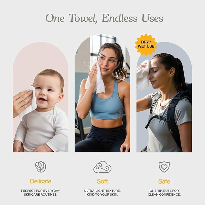 Face Towels - Ultra Soft and Thick Disposable Face Towelettes - Image 4