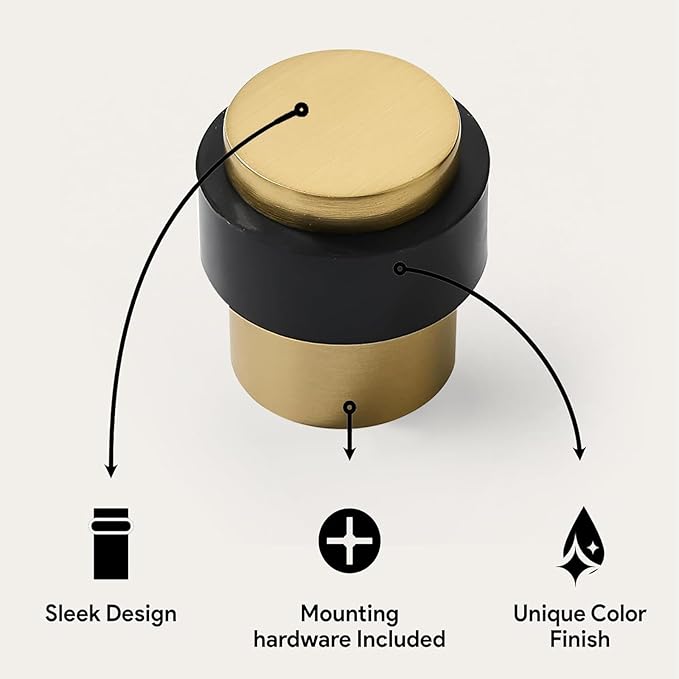 KHTUMEWARE 6 Pack 1-1/2 in Floor Door Stopper, Satin Brass Door Stop, Wall - Image 3