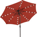 JEAREY 9FT Outdoor Patio Umbrella with Solar Lights, LED Lighted Pool Umbrella with Tilt and Crank, Outdoor Table Umbrellas for Deck, Yard & Market (Red) by JEAREYOutdoorsCollection