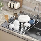 Roll Up Dish Drying Rack Over Sink, Heat-Resistant Multipurpose Rolling Sink - Image 2