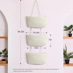 TeoKJ Over the Door Hanging Baskets, 3-Tier Woven Cotton Storage Organizer Bag - Image 8